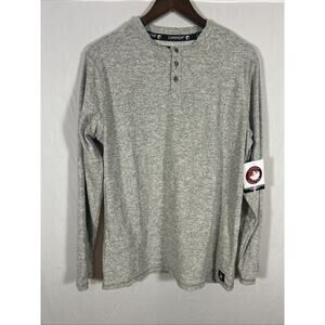 Canada Weathergear Men’s Gray Long Sleeve Henley Shirt Size Medium Casual